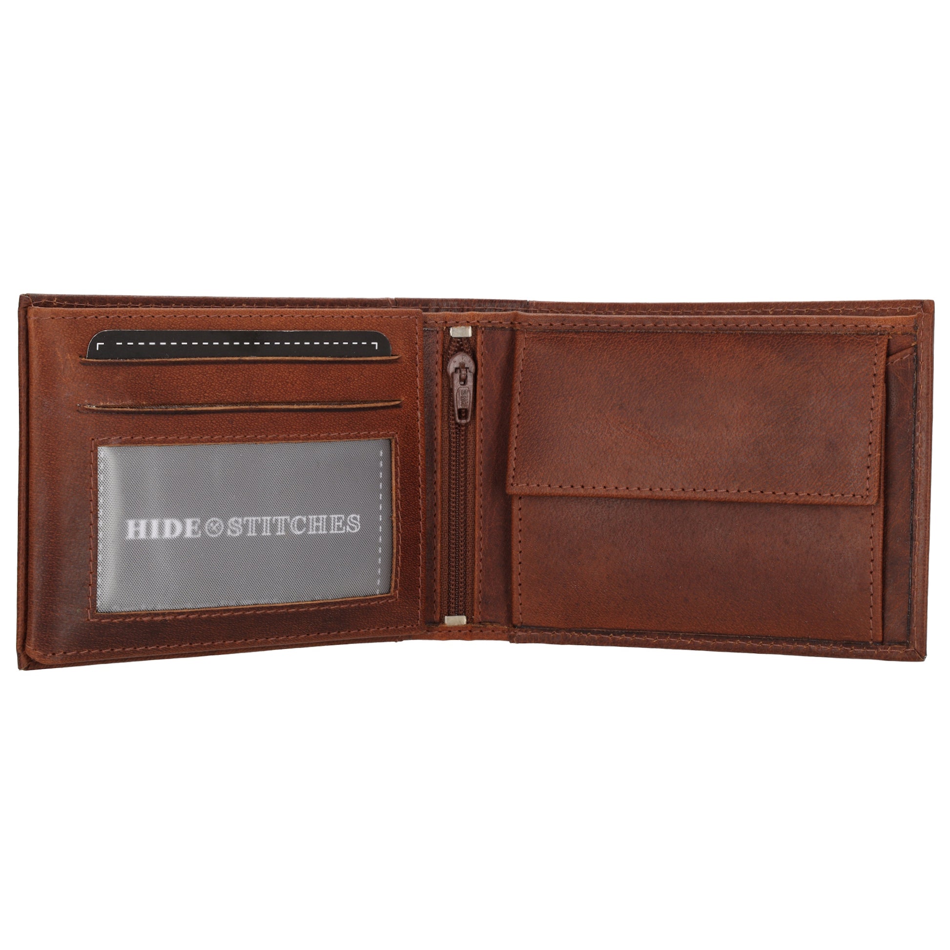 Geldbörse Querformat 9x12cm in Cognac aus Leder - leder-accessoires.com