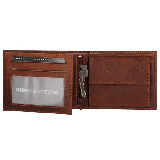 Geldbörse Querformat 9x12cm in Cognac aus Leder - leder-accessoires.com
