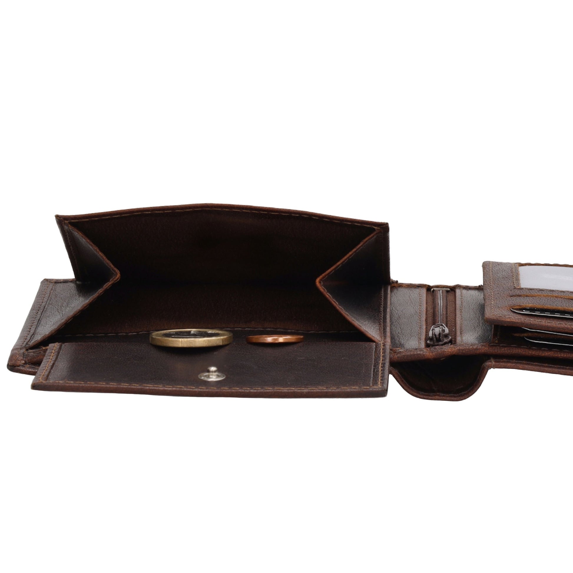 Geldbörse Querformat 9x12cm in Dunkelbraun aus Leder - leder-accessoires.com
