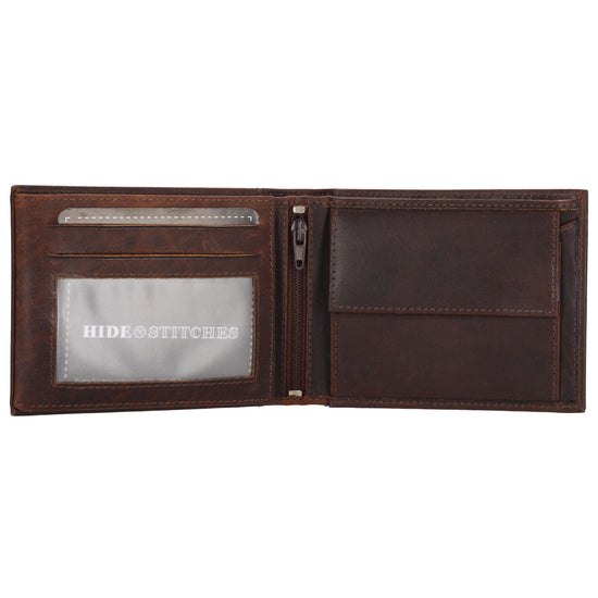 Geldbörse Querformat 9x12cm in Dunkelbraun aus Leder - leder-accessoires.com