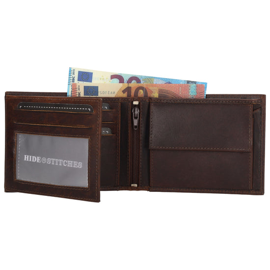 Geldbörse Querformat 9x12cm in Dunkelbraun aus Leder - leder-accessoires.com