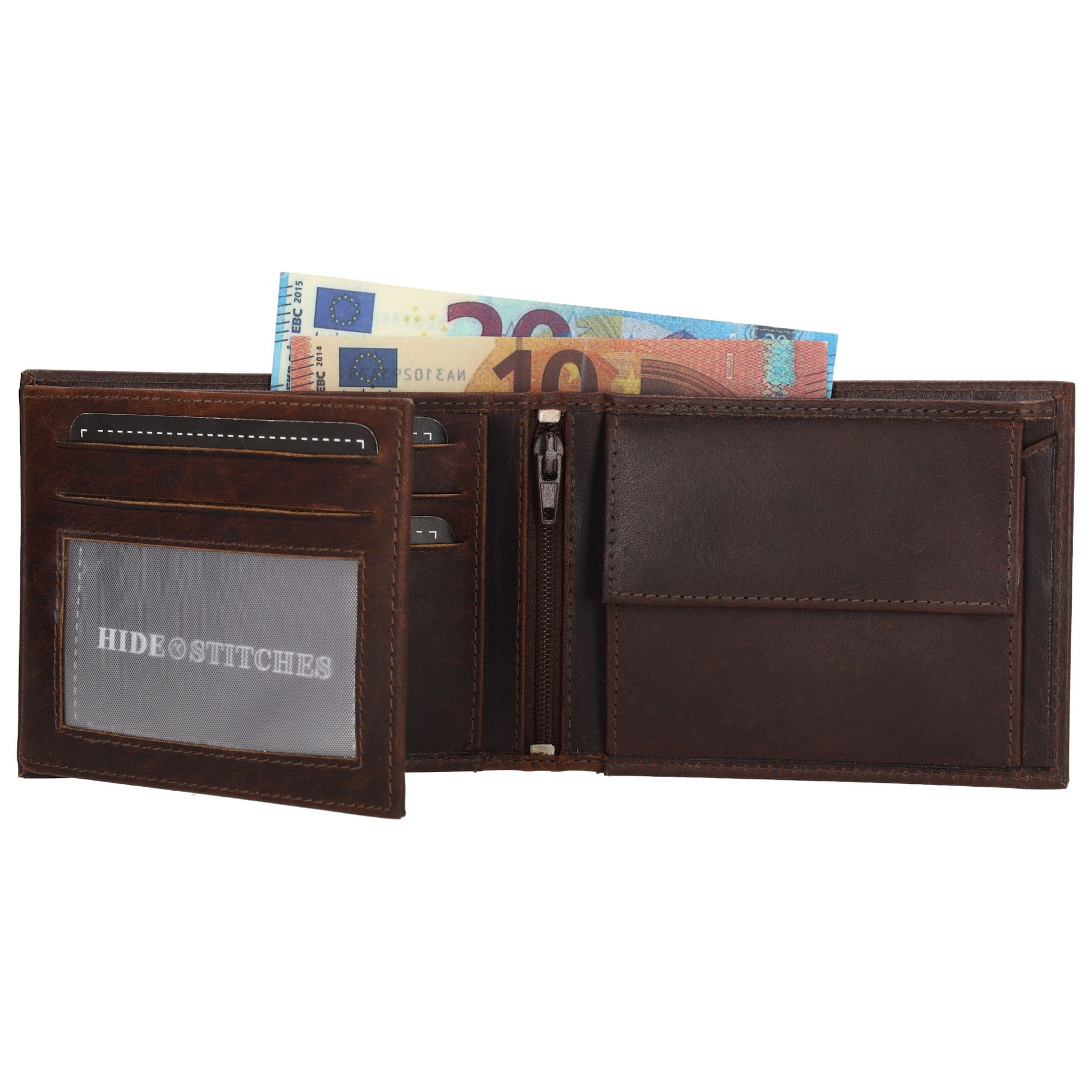 Geldbörse Querformat 9x12cm in Dunkelbraun aus Leder - leder-accessoires.com