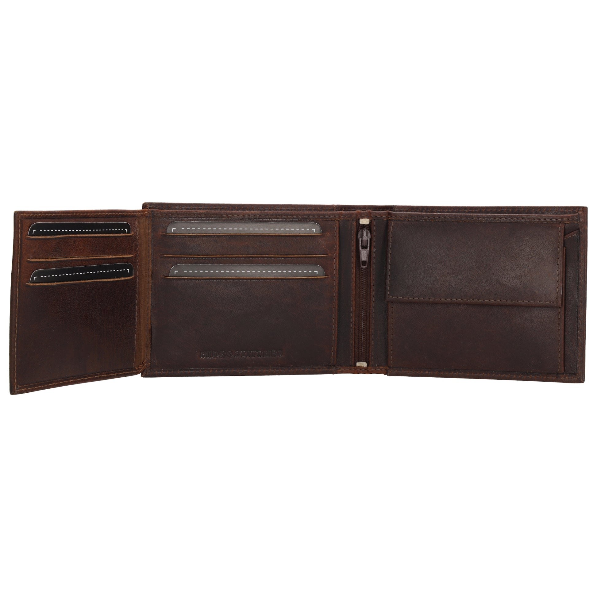 Geldbörse Querformat 9x12cm in Dunkelbraun aus Leder - leder-accessoires.com