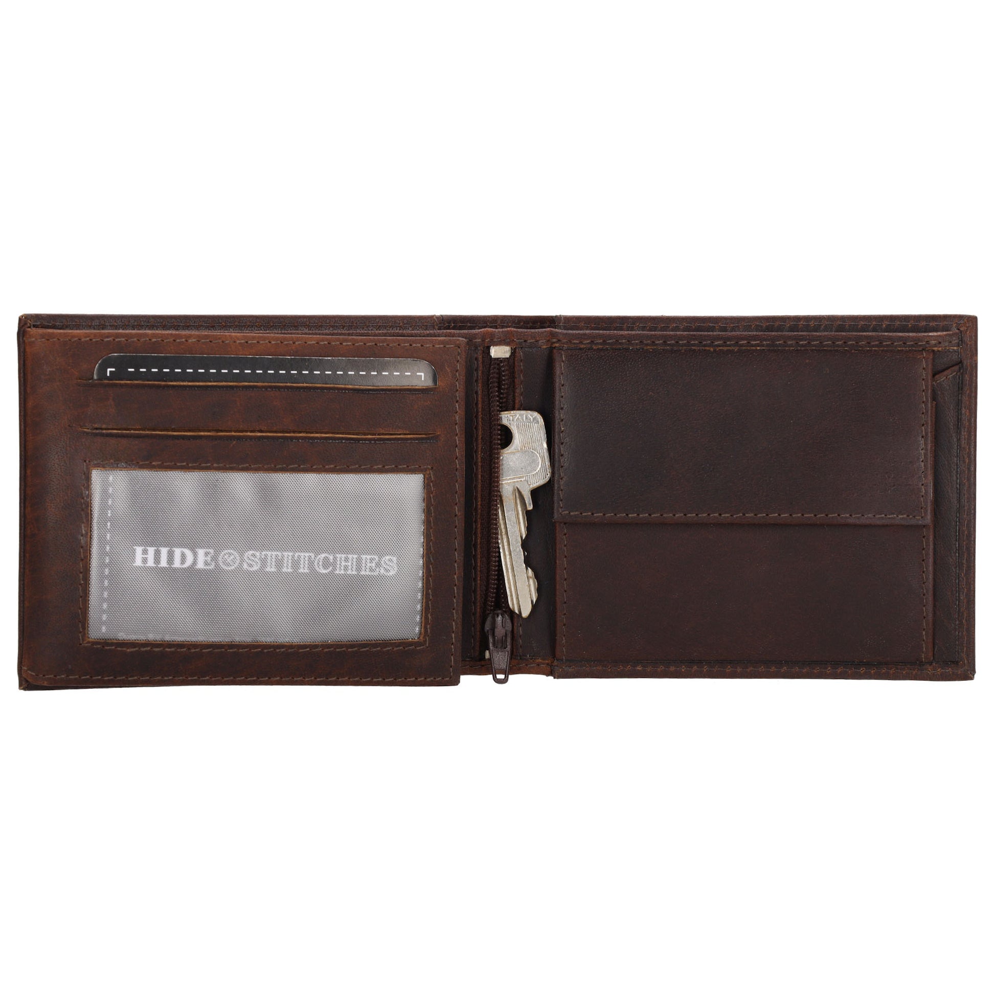 Geldbörse Querformat 9x12cm in Dunkelbraun aus Leder - leder-accessoires.com