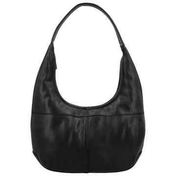 Umhängetasche| Beuteltasche 40x40cm aus Leder in Schwarz mit Reißverschluss