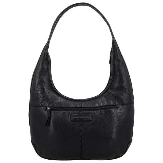 Umhängetasche| Beuteltasche 40x40cm aus Leder in Schwarz mit Reißverschluss