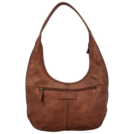 Umhängetasche| Beuteltasche 40x40cm aus Leder in Cognac mit Reißverschluss