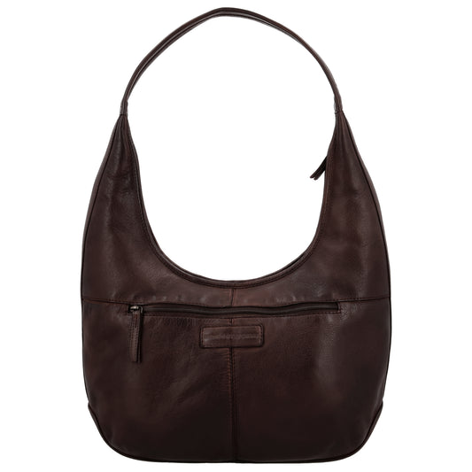 Umhängetasche| Beuteltasche 40x40cm aus Leder in Dunkelbraun mit Reißverschluss