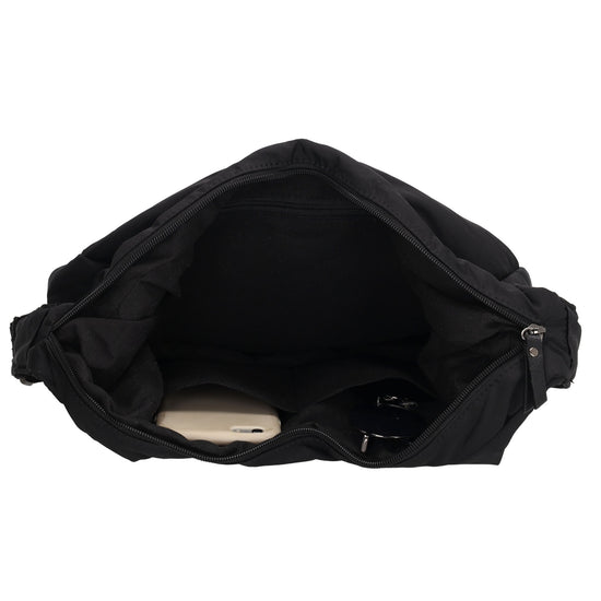 Schultertasche 47x34cm Schwarz aus Nylon|Polyester - leder-accessoires.com