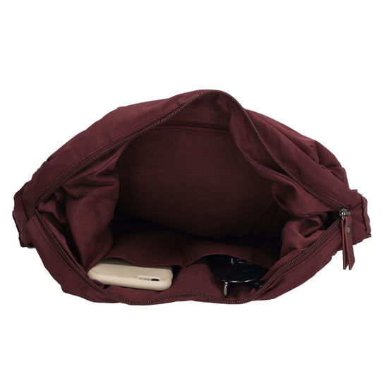 Schultertasche 47x34cm Weinrot aus Nylon|Polyester - leder-accessoires.com