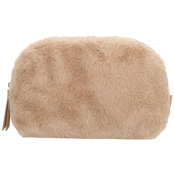 Kosmetikbeutel 23x16,5cm Sand – weiches Kunstfell & Reißverschluss