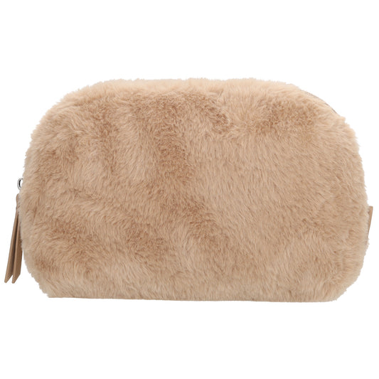 Kosmetikbeutel 23x16,5cm Sand – weiches Kunstfell & Reißverschluss