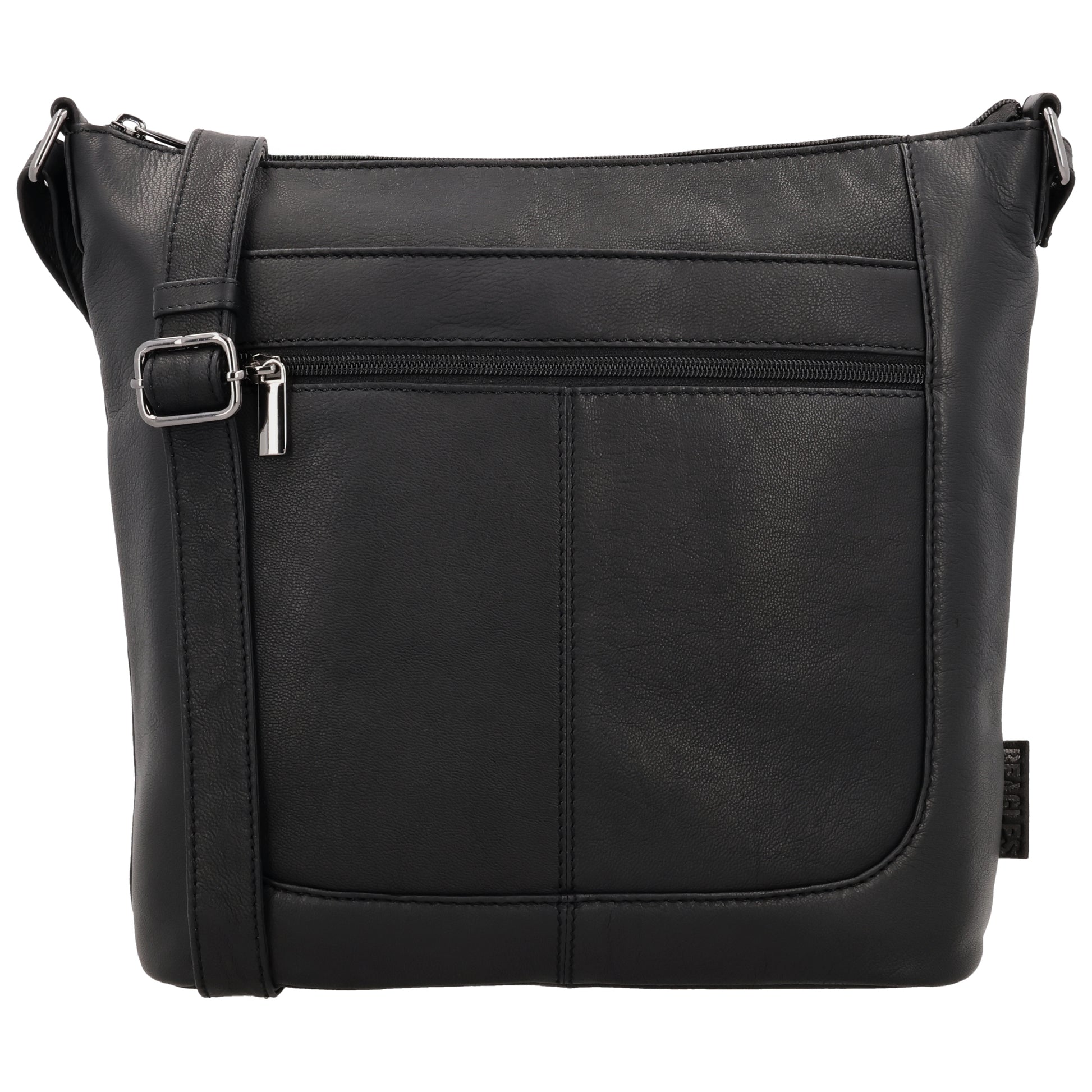 Schultertasche 28x32cm in Schwarz mit Reißverschluss - leder-accessoires.com