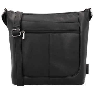 Schultertasche 28x32cm in Schwarz mit Reißverschluss - leder-accessoires.com