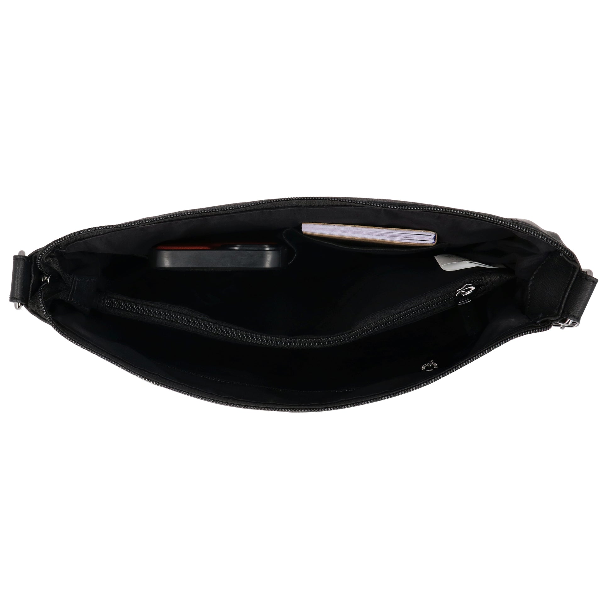 Schultertasche 28x32cm in Schwarz mit Reißverschluss - leder-accessoires.com