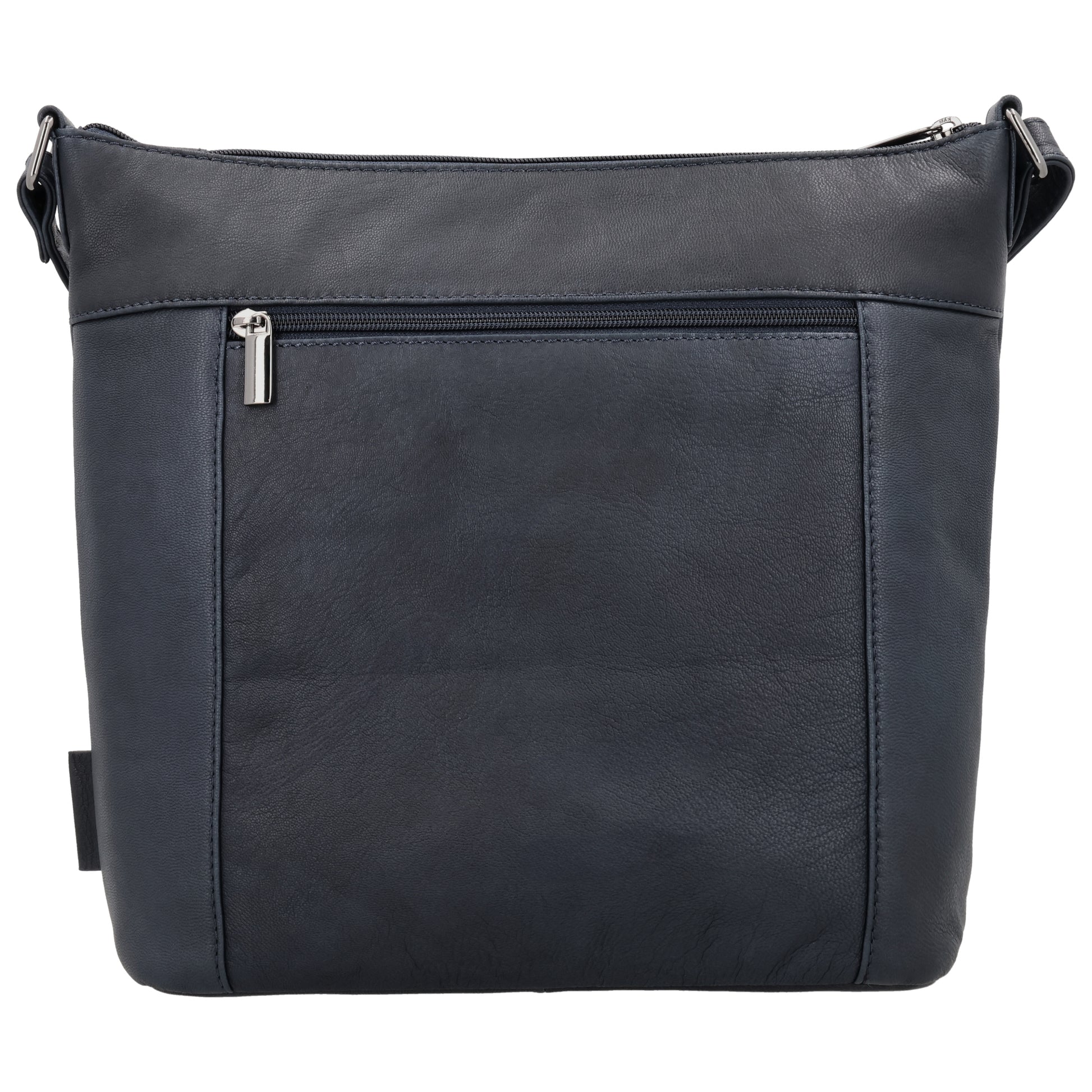 Schultertasche 28x32cm in Blau|Marine mit Reißverschluss - leder-accessoires.com