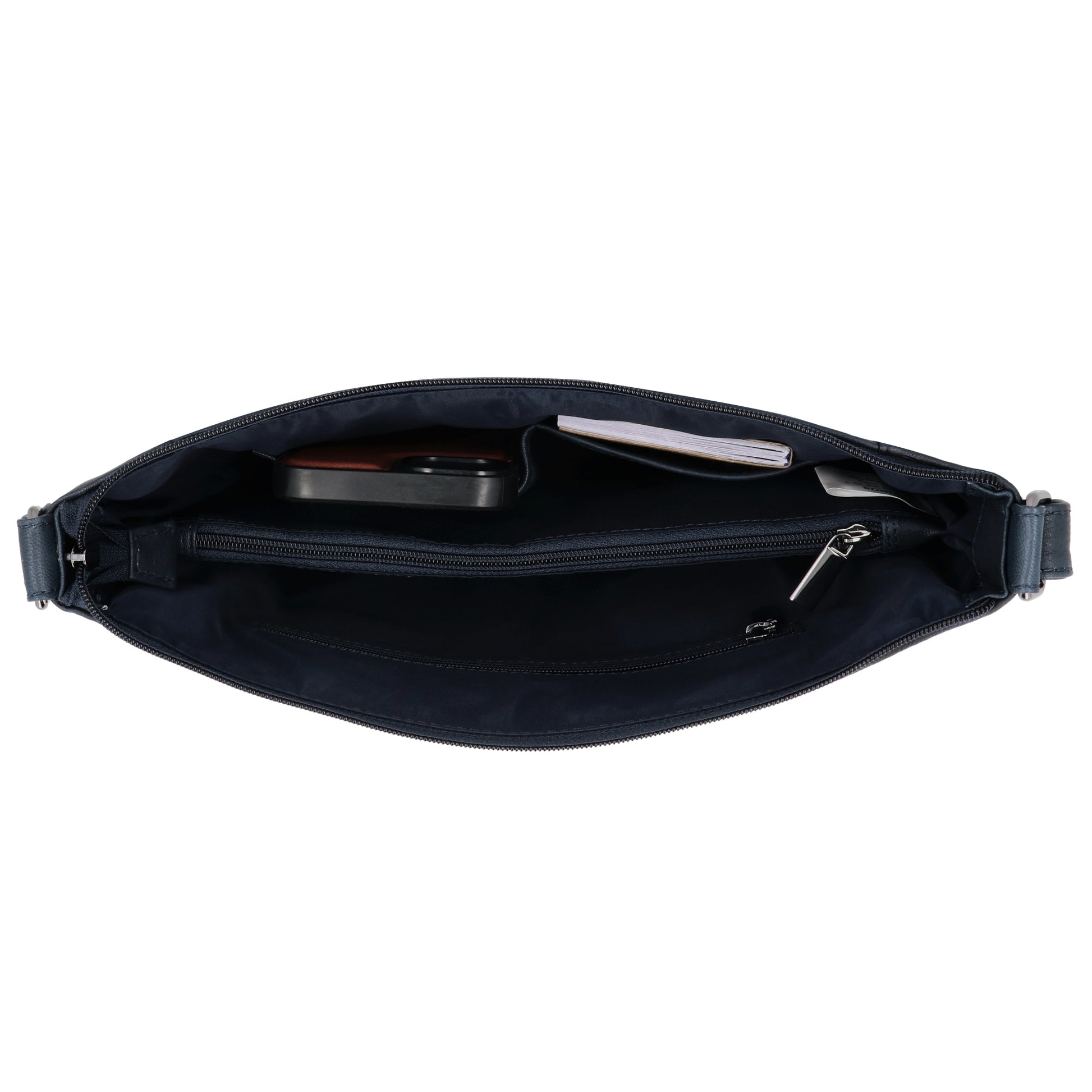 Schultertasche 28x32cm in Blau|Marine mit Reißverschluss - leder-accessoires.com