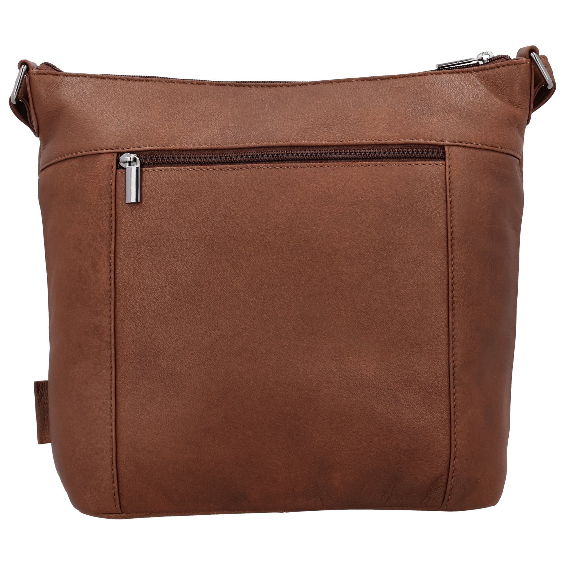 Schultertasche 28x32cm in Cognac mit Reißverschluss - leder-accessoires.com