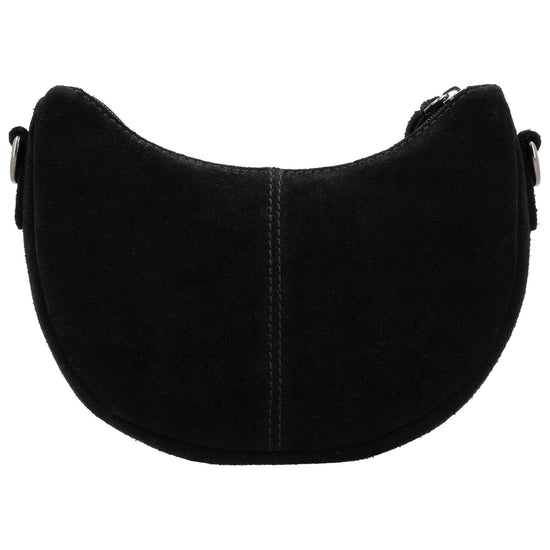 Schwarze Wildleder Halbmond Bag 22x16cm minimal Chic - leder-accessoires.com