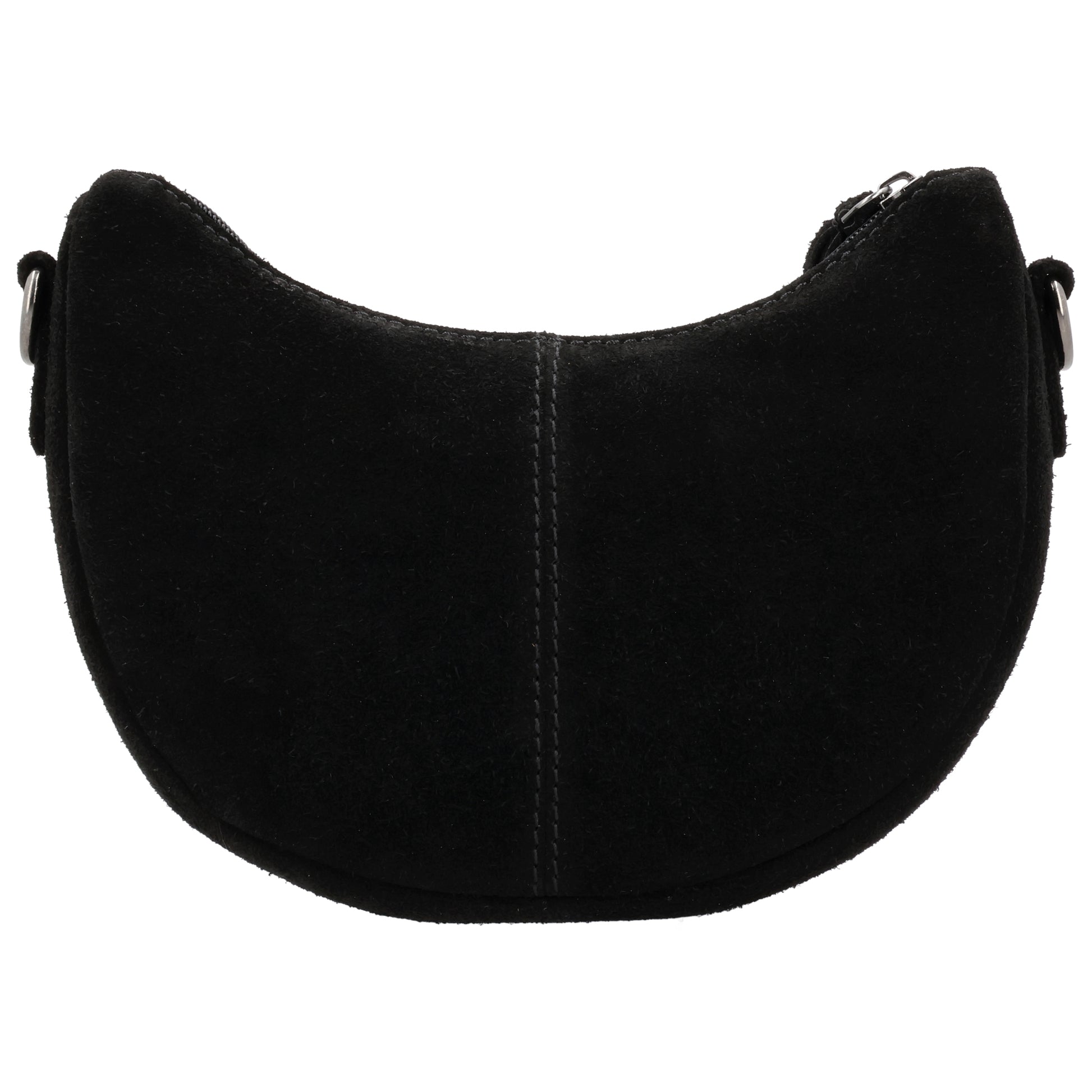 Schwarze Wildleder Halbmond Bag 22x16cm minimal Chic - leder-accessoires.com