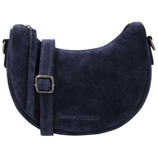 Blaue Wildleder Tasche 22x16cm Halbmond Sommer 2026 - leder-accessoires.com