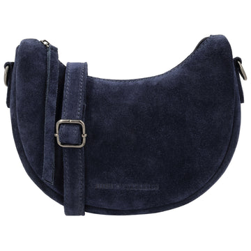 Blaue Wildleder Tasche 22x16cm Halbmond Sommer 2026 - leder-accessoires.com