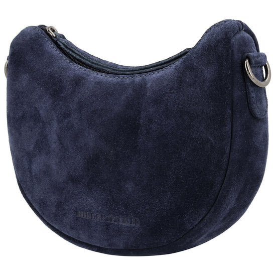 Blaue Wildleder Tasche 22x16cm Halbmond Sommer 2026 - leder-accessoires.com