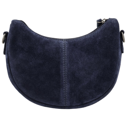 Blaue Wildleder Tasche 22x16cm Halbmond Sommer 2026 - leder-accessoires.com