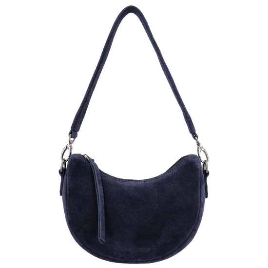 Blaue Wildleder Tasche 22x16cm Halbmond Sommer 2026 - leder-accessoires.com