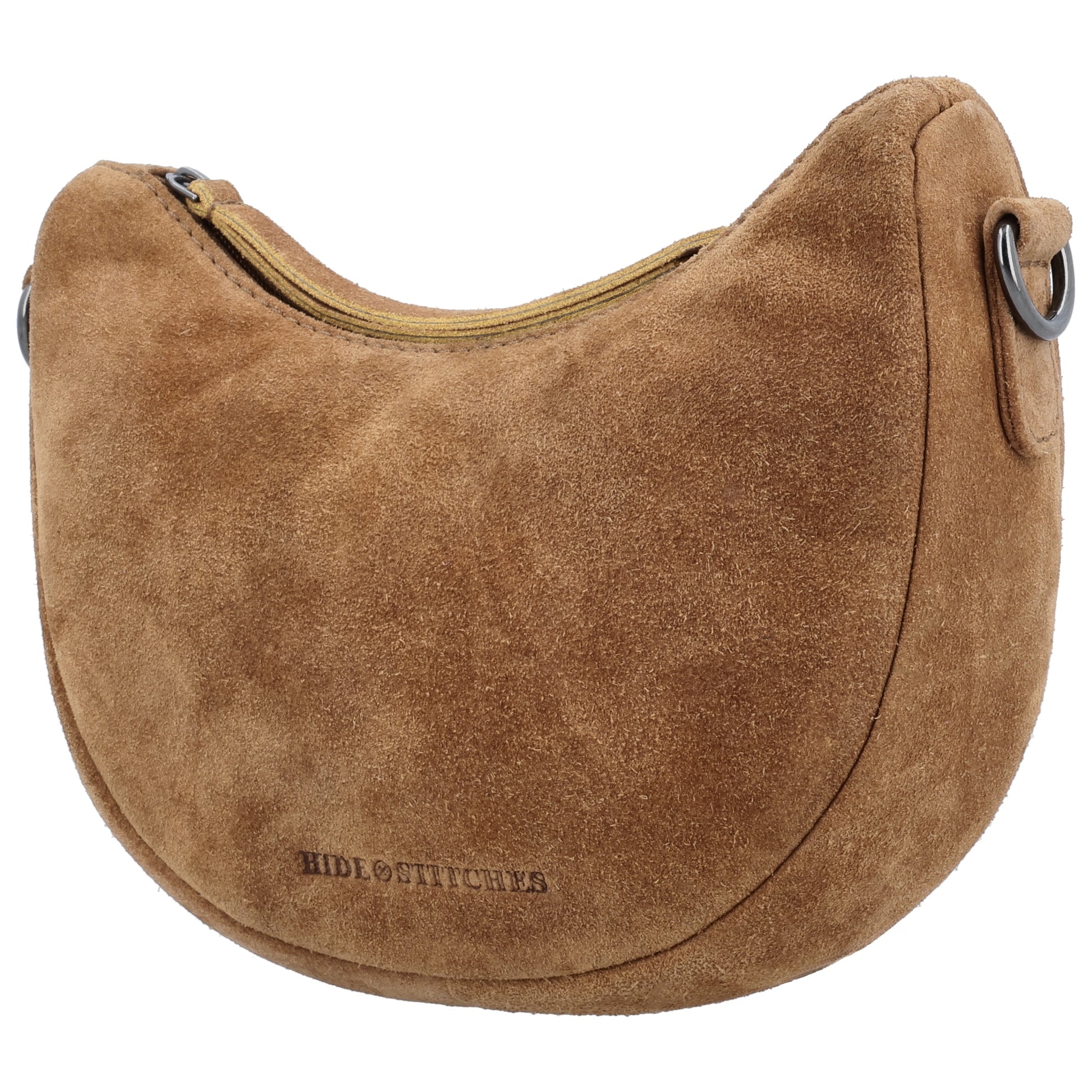 Wildleder Halbmond Tasche 22x16cm Cognac Crossbody - leder-accessoires.com