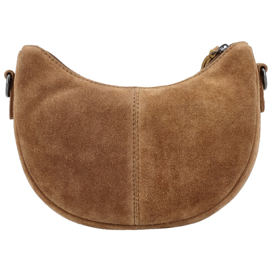 Wildleder Halbmond Tasche 22x16cm Cognac Crossbody - leder-accessoires.com