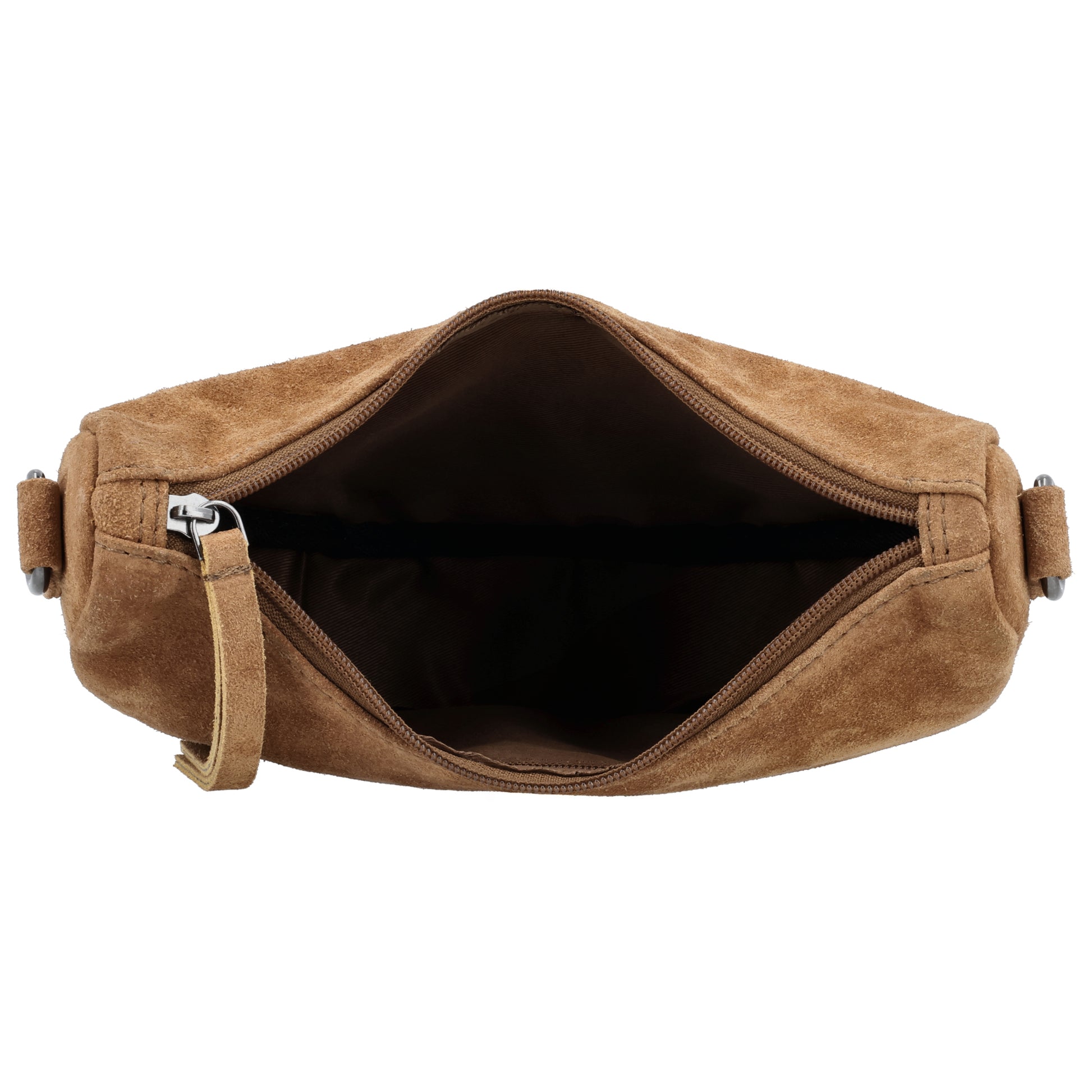 Wildleder Halbmond Tasche 22x16cm Cognac Crossbody - leder-accessoires.com