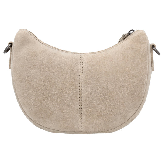 Wildleder Halbmond Tasche 22x16cm Sand mit Schulterriemen - leder-accessoires.com