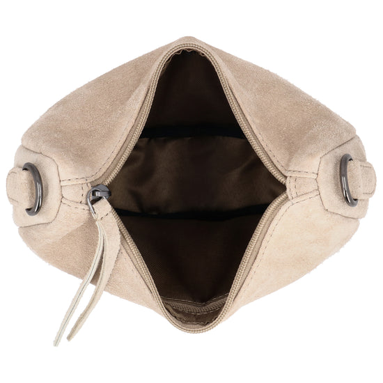 Wildleder Halbmond Tasche 22x16cm Sand mit Schulterriemen - leder-accessoires.com