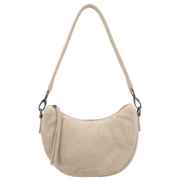 Wildleder Halbmond Tasche 22x16cm Sand mit Schulterriemen - leder-accessoires.com