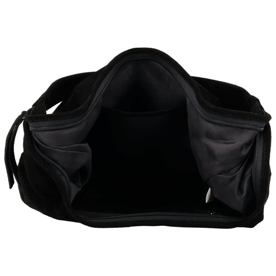Beuteltasche Wildleder 42x40cm in Schwarz - leder-accessoires.com