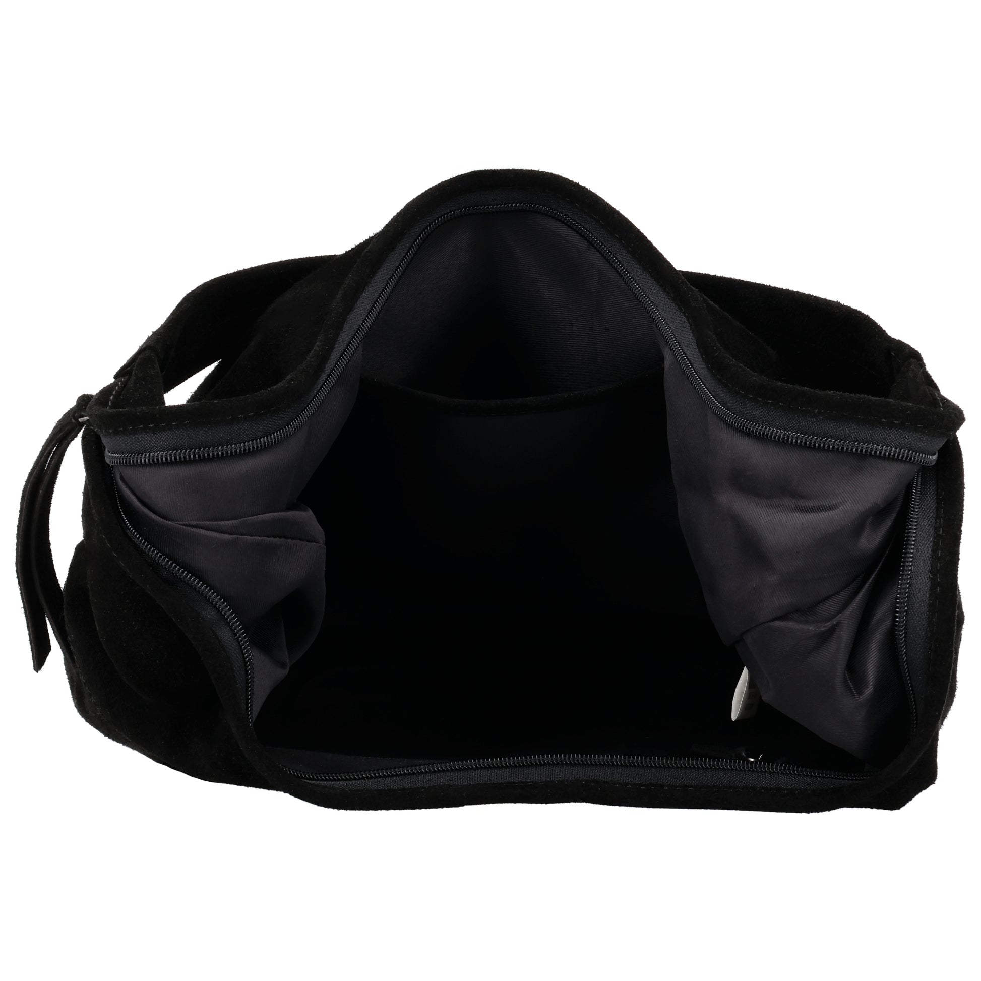 Beuteltasche Wildleder 42x40cm in Schwarz - leder-accessoires.com