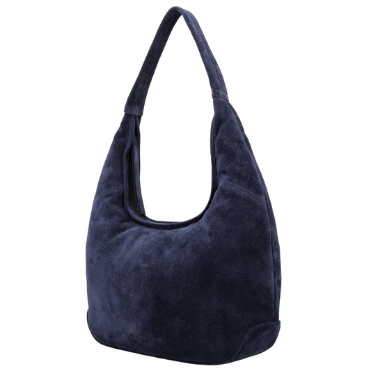 Beuteltasche Wildleder 42x40cm in Blau|Marine - leder-accessoires.com