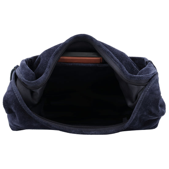 Beuteltasche Wildleder 42x40cm in Blau|Marine - leder-accessoires.com