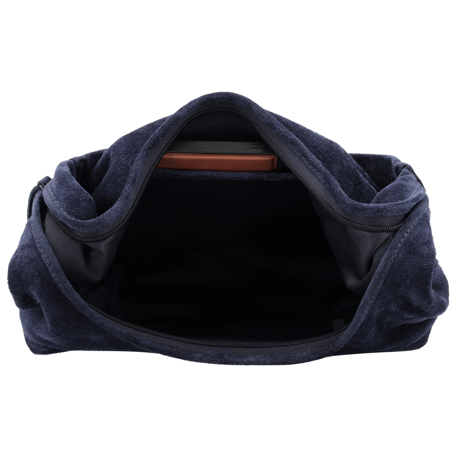 Beuteltasche Wildleder 42x40cm in Blau|Marine - leder-accessoires.com