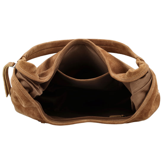 Beuteltasche Wildleder 42x40cm in Camel |Hellbraun - leder-accessoires.com