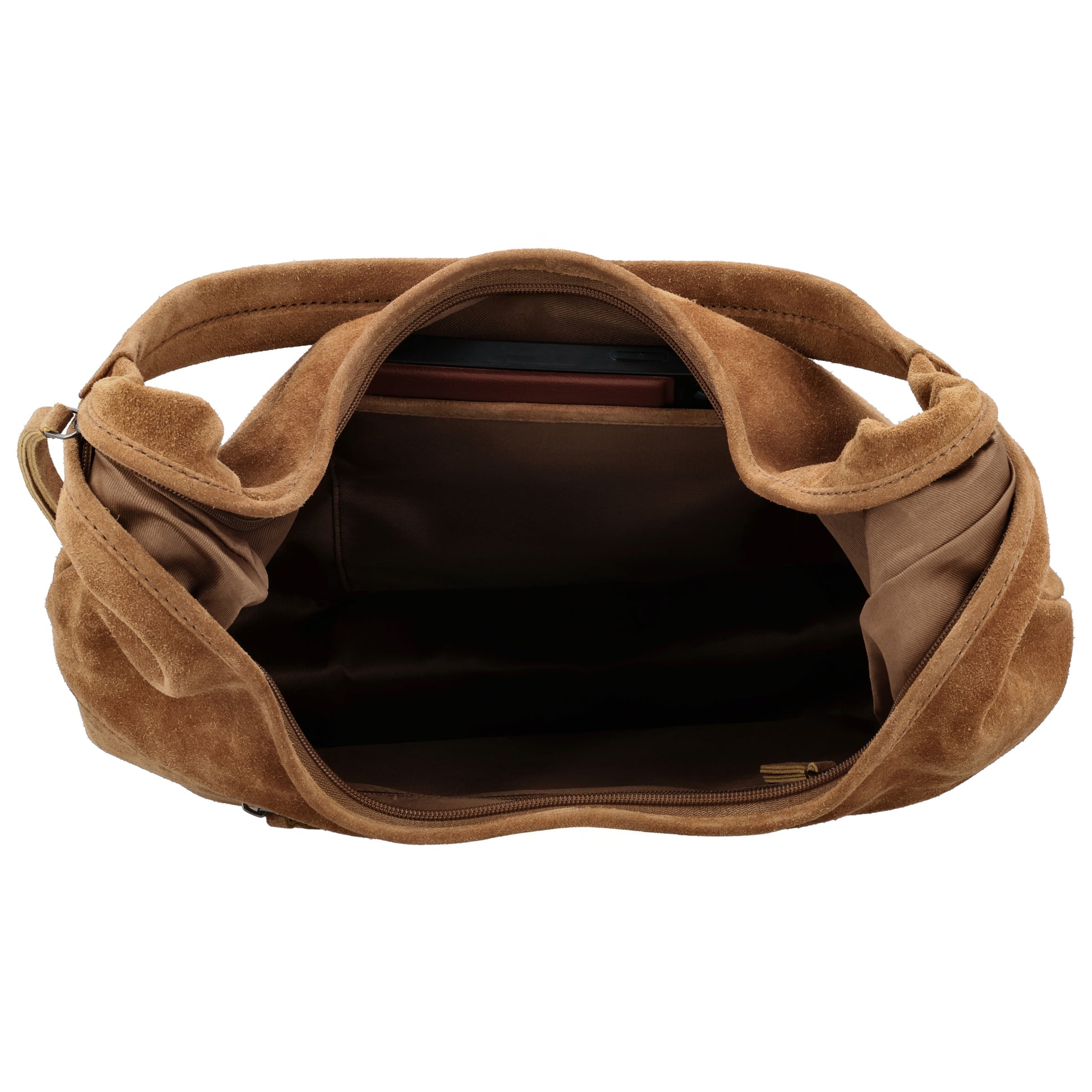 Beuteltasche Wildleder 42x40cm in Camel |Hellbraun - leder-accessoires.com
