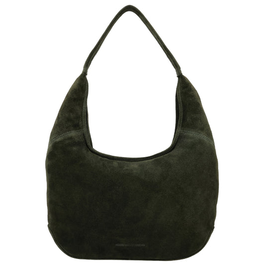 Beuteltasche Wildleder 42x40cm in Olivgrün - leder-accessoires.com