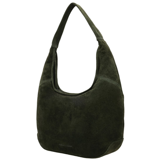 Beuteltasche Wildleder 42x40cm in Olivgrün - leder-accessoires.com