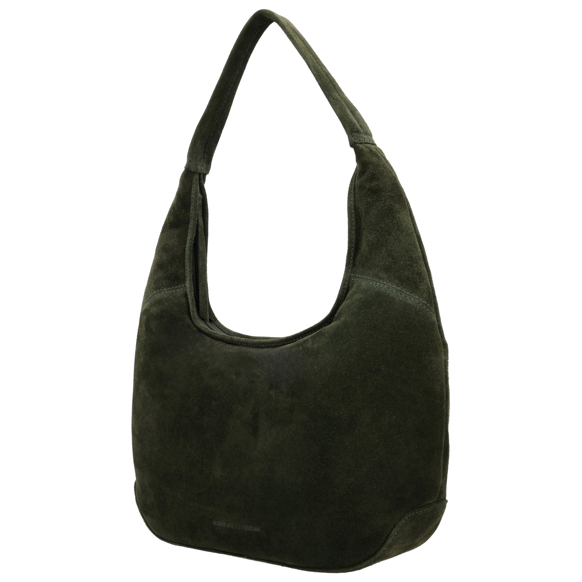 Beuteltasche Wildleder 42x40cm in Olivgrün - leder-accessoires.com