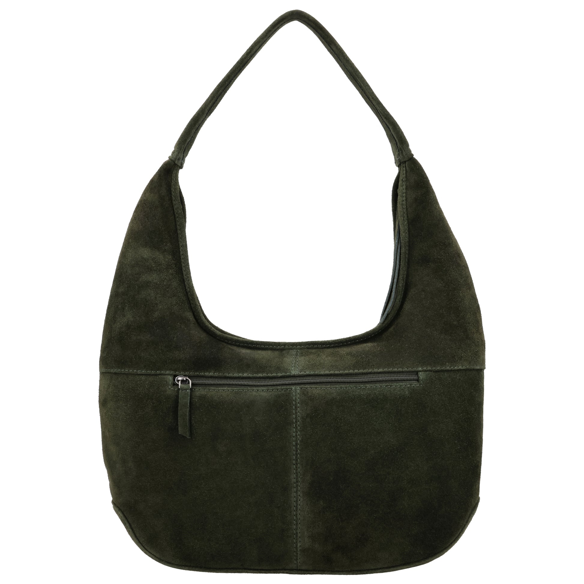 Beuteltasche Wildleder 42x40cm in Olivgrün - leder-accessoires.com