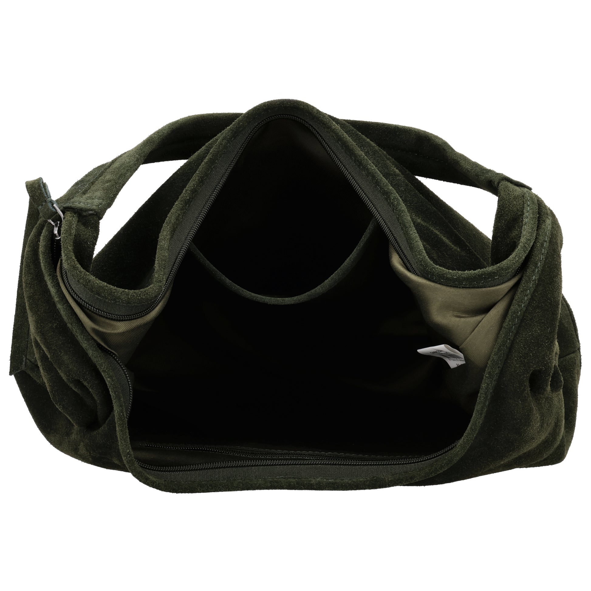 Beuteltasche Wildleder 42x40cm in Olivgrün - leder-accessoires.com