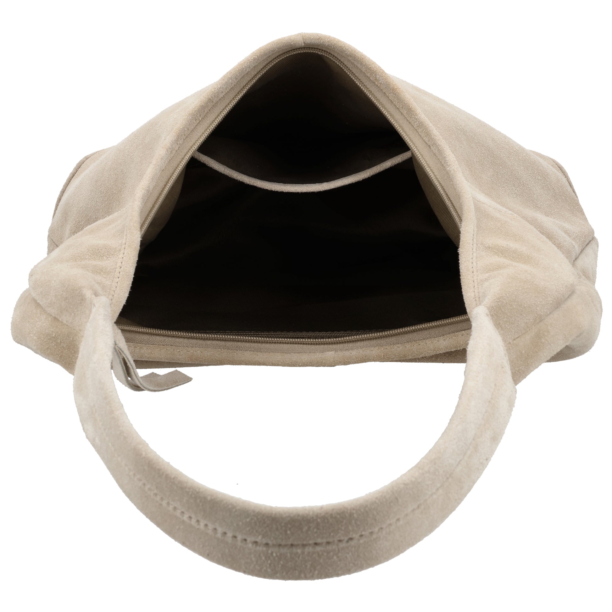 Beuteltasche Wildleder 42x40cm in Sand - leder-accessoires.com