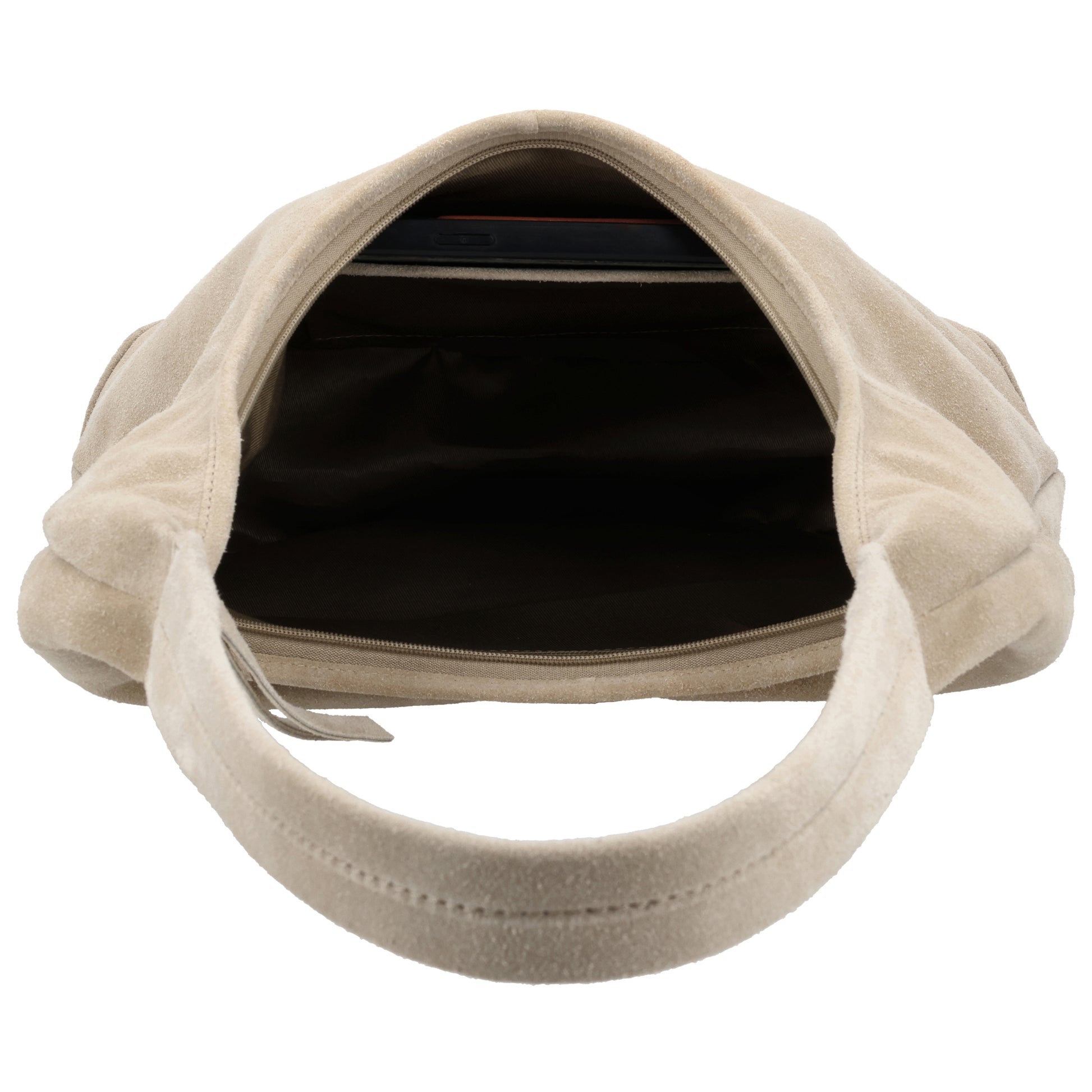 Beuteltasche Wildleder 42x40cm in Sand - leder-accessoires.com