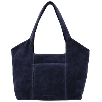 Wildleder-Schultertasche 47x27cm in Blau – Eleganter Alltagsbegleiter